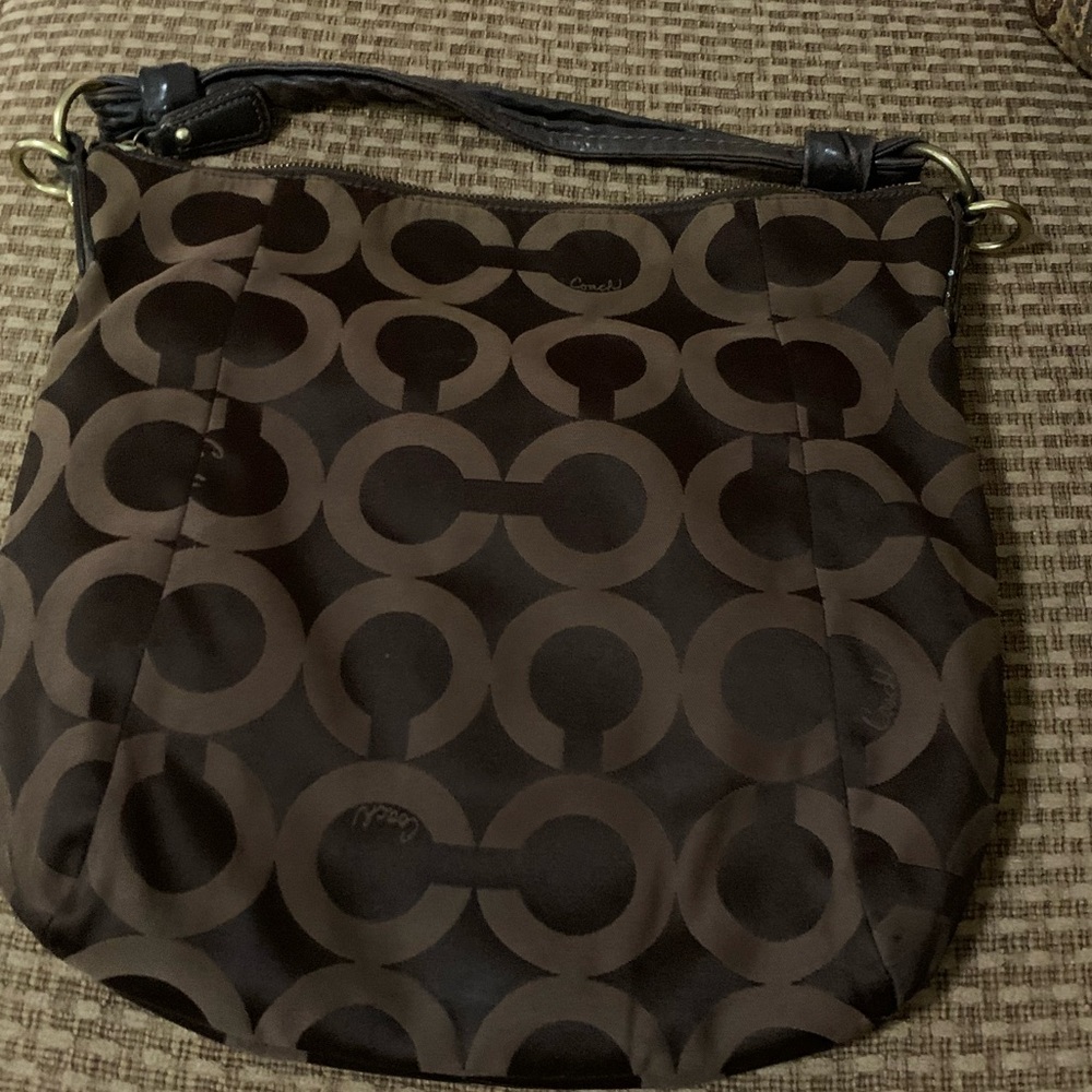 Coach Kristin Brown Op Art Sateen Hobo Bag #14753 - Picture 4 of 7